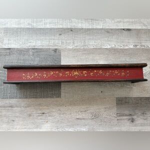 VTG  Red Hand Painted and Gilt Chinoiserie Wall Shelf